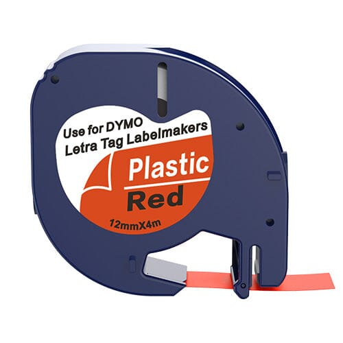Dymo 91203 sort på rød plastiktape 12 mm – S0721630 - Kompatibel
