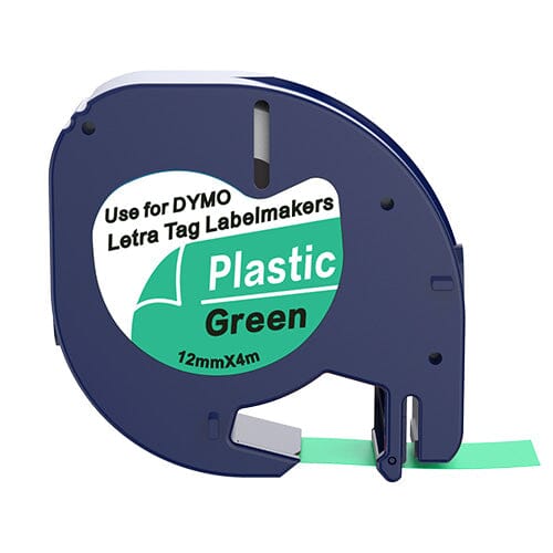Dymo 91204 sort på grøn plastiktape 12 mm – S0721640 - Kompatibel
