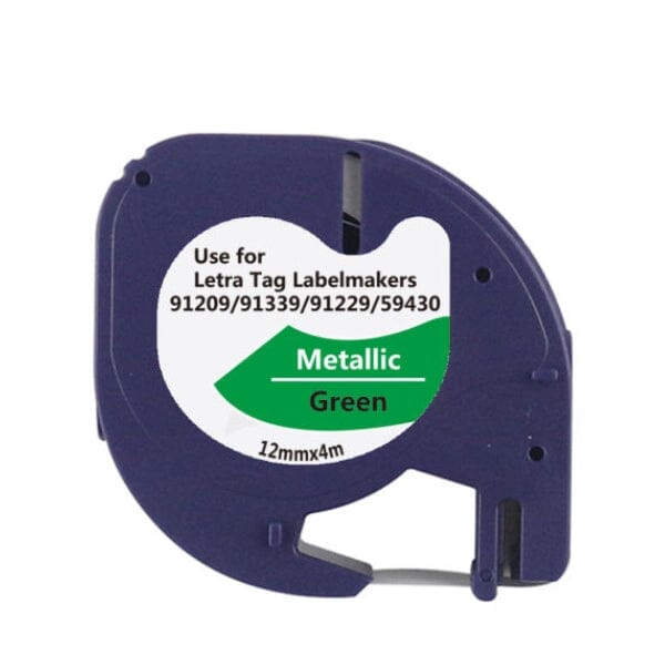 Dymo 91209 sort på grøn/metallic 12 mm tape – S0721740 - Kompatibel