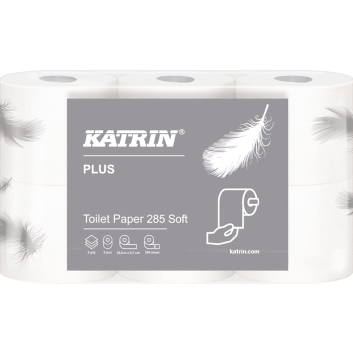 Toiletpapir Katrin Plus 285 - hvid 35m 3-lag - 42 ruller