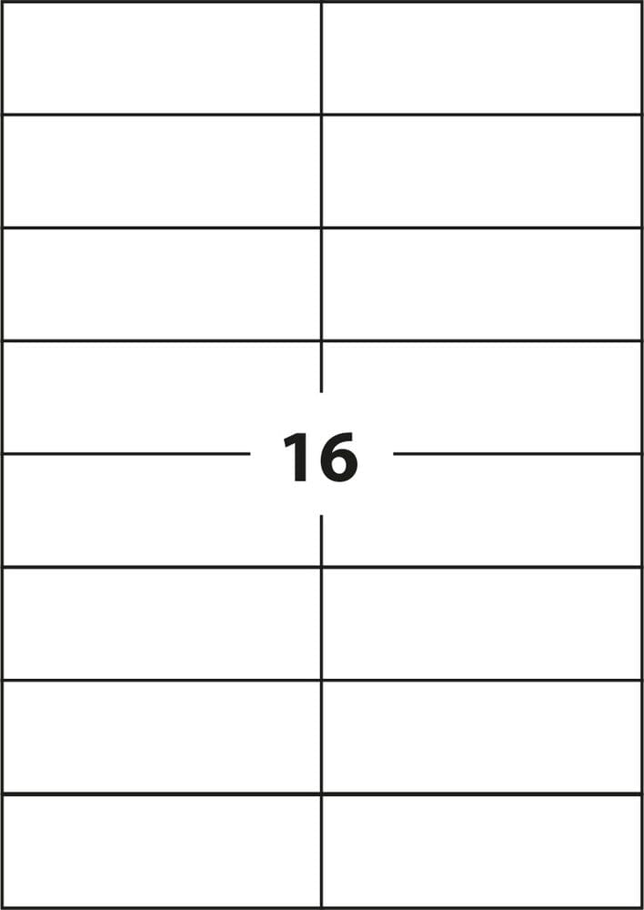 Universaletiketter 16 labels pr ark (105 x 37mm) 100 ark 1600 labels i alt